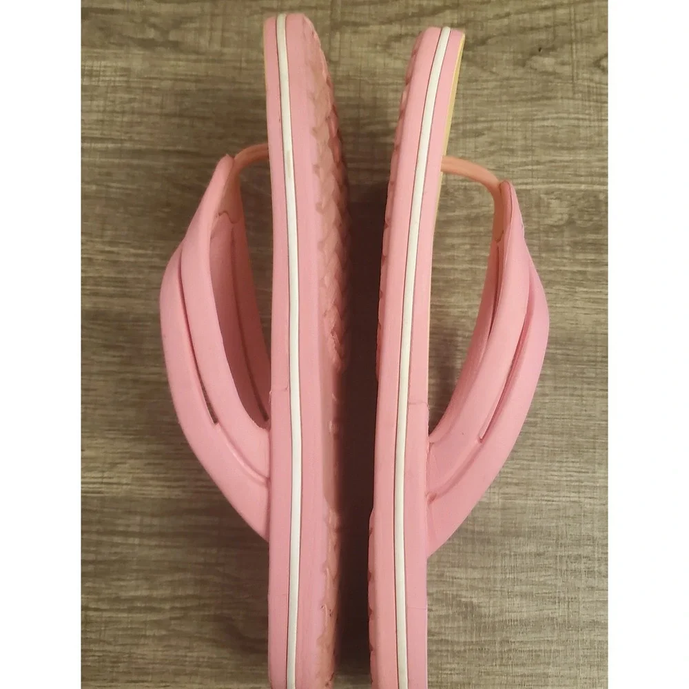 Crocs Crocband Flip Flops Ombre Thong Sandals‎ Womens Size 8 Pink Yellow